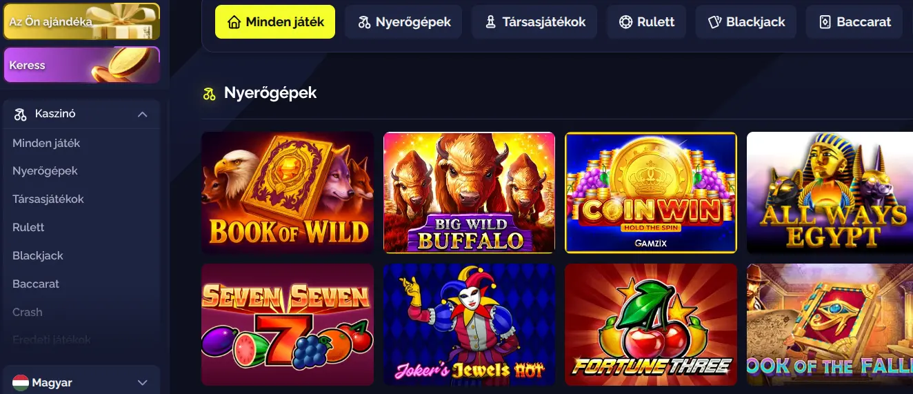 Goldbet Casino játékkategóriák — a lobbyfelület szűrőrendszerrel